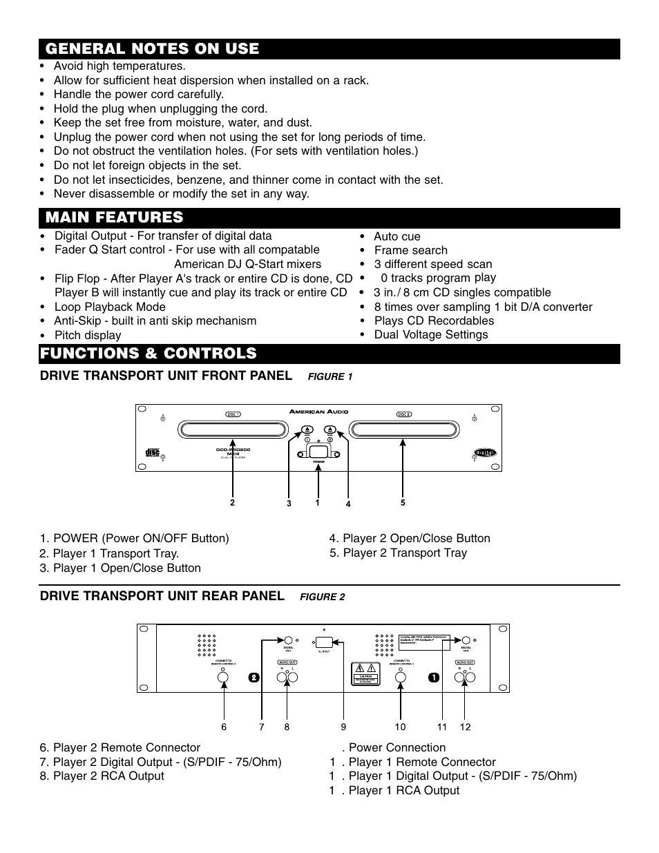 Functions & controls | American Audio DCD-PRO200 User Manual | Page 5 / 14