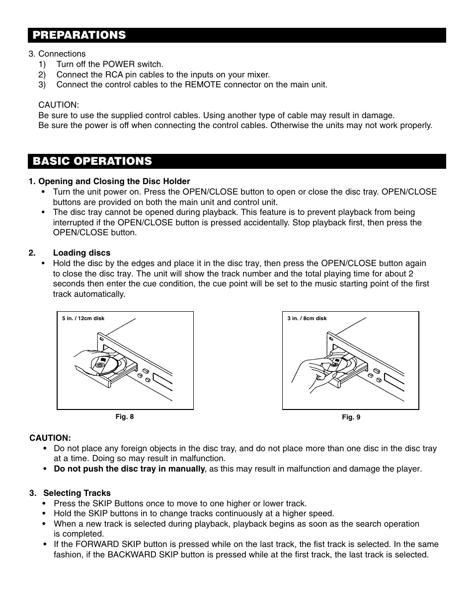 Basic operations, Preparations | American Audio DCD-PRO200 User Manual | Page 9 / 14