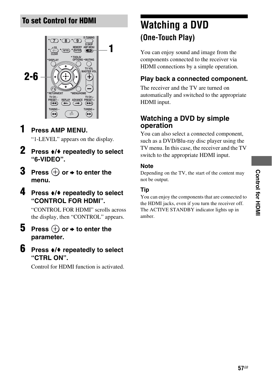 Watching a dvd (one-touch play), Watching a dvd, One-touch play) | Watching a dvd by simple operation | Sony STR-KS2300 User Manual | Page 57 / 76