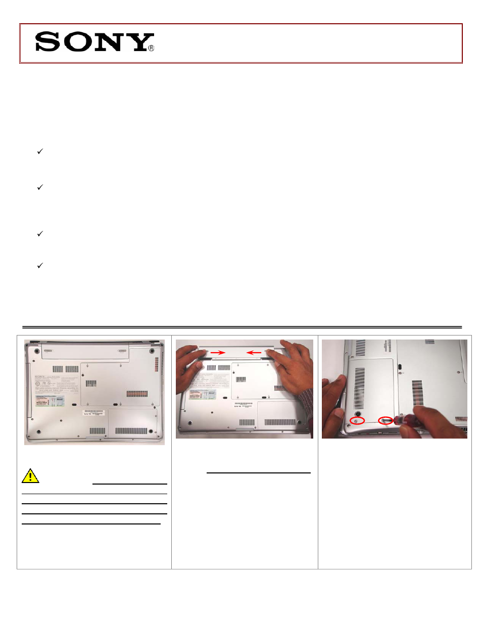 Sony VGN-CR225E User Manual | 2 pages