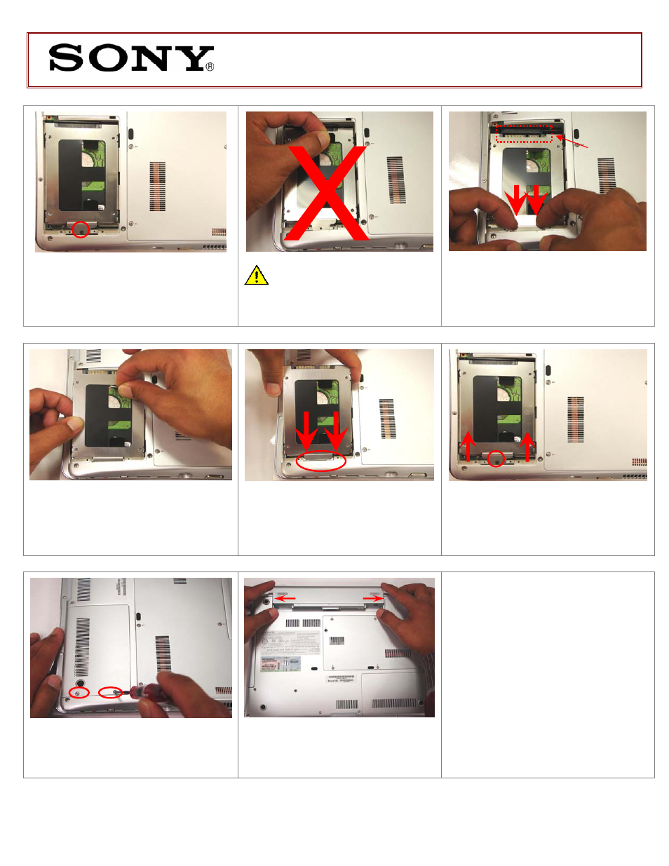 Hdd reinstallation) steps 7-10 (hdd removal) | Sony VGN-CR225E User Manual | Page 2 / 2