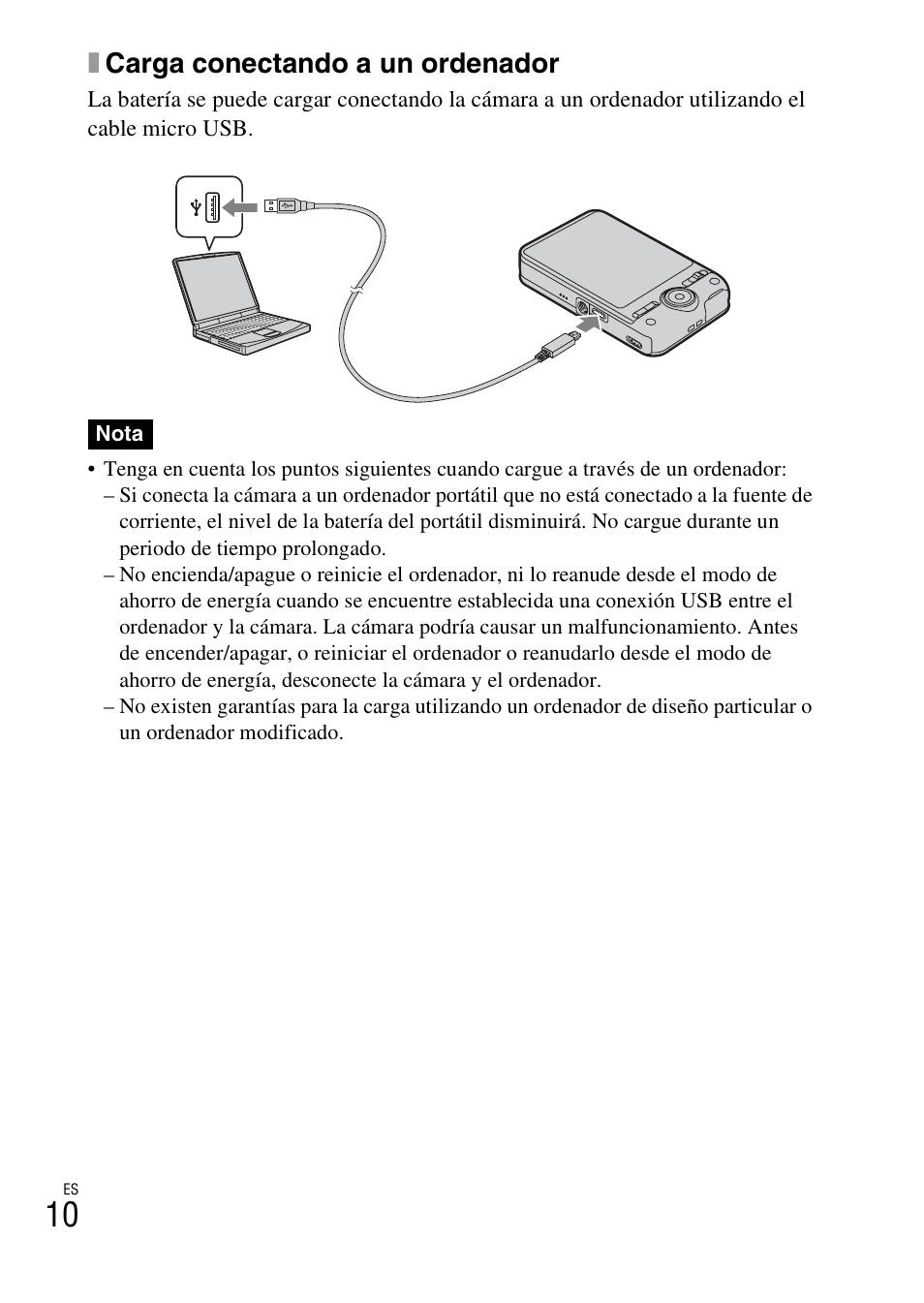 Xcarga conectando a un ordenador | Sony DSC-WX100 User Manual | Page 40 / 64