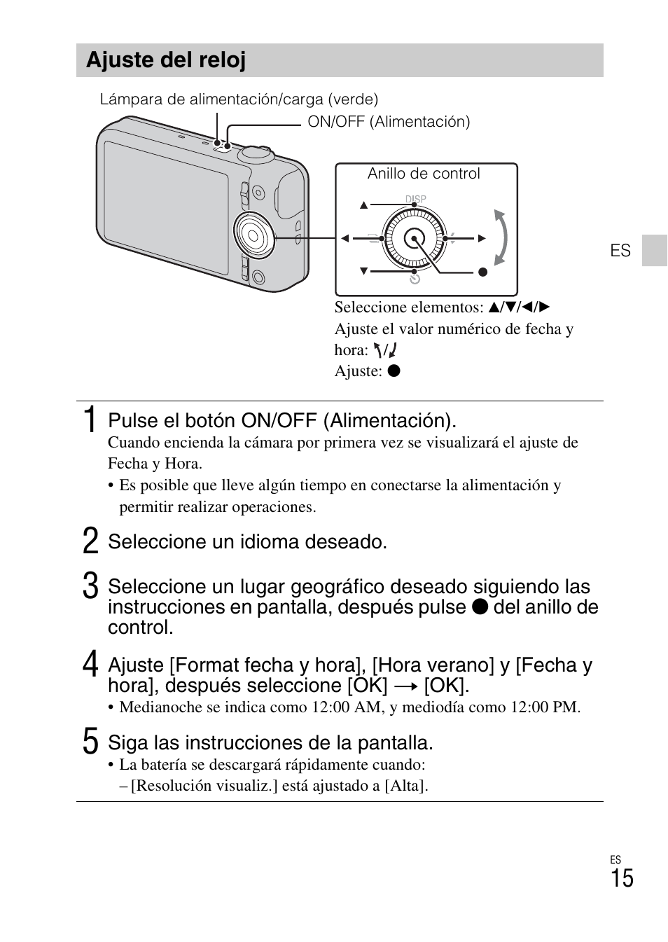 Ajuste del reloj | Sony DSC-WX100 User Manual | Page 45 / 64