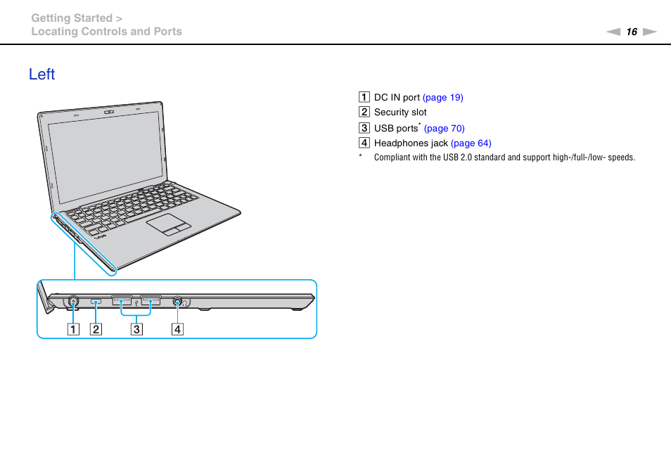 Left | Sony VPCX131KX User Manual | Page 16 / 145