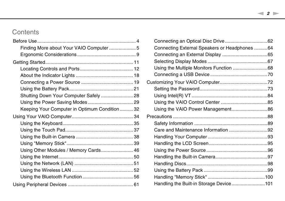 Sony VPCX131KX User Manual | Page 2 / 145