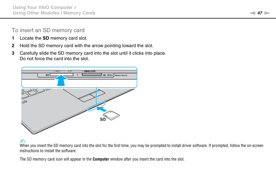 Sony VPCX131KX User Manual | Page 47 / 145