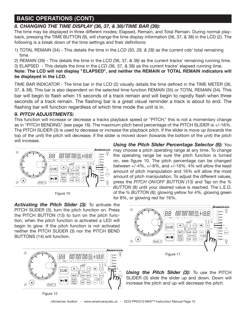 Basic operations (cont) | American Audio DCD-PRO310 MKII User Manual | Page 15 / 23