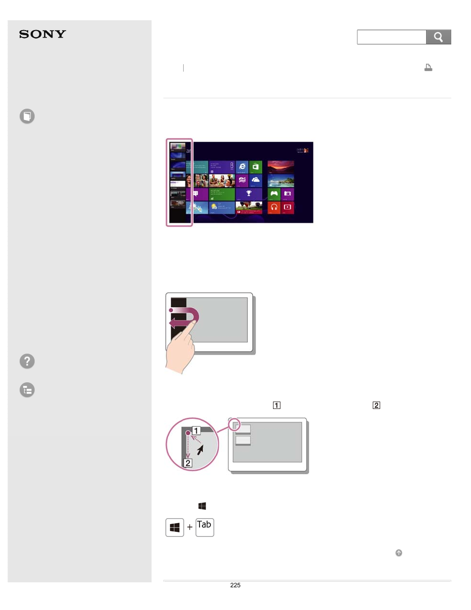 Viewing running apps, User guide, How to use | Troubleshooting list of topics | Sony Vaio SVF1421 User Manual | Page 225 / 450