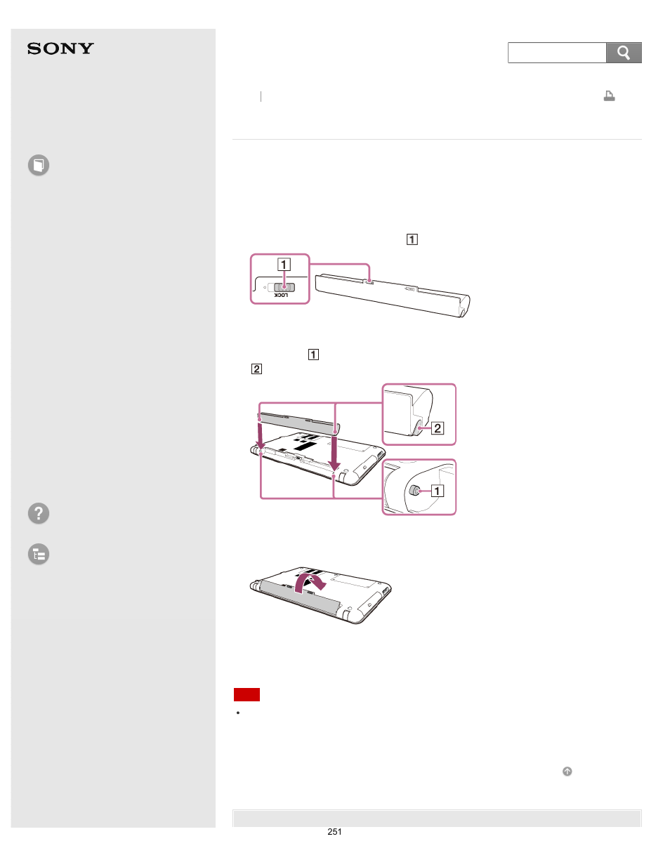 Installing the battery pack, Installing the battery, Pack | User guide, How to use, Troubleshooting list of topics, Vaio fit 14e/15e | Sony Vaio SVF1421 User Manual | Page 251 / 450