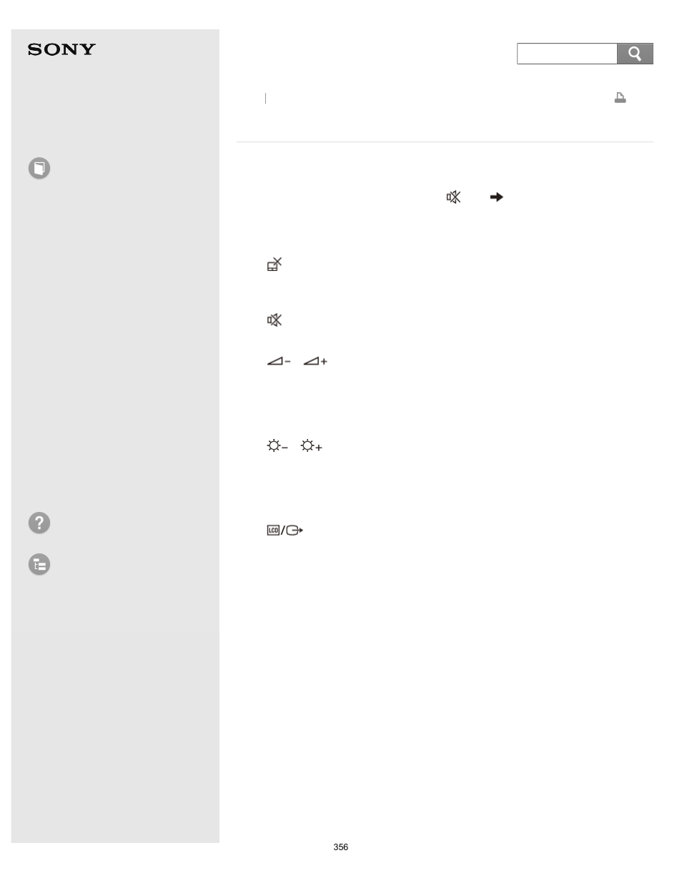 Combinations and functions with the fn key, User guide, How to use | Troubleshooting list of topics, Vaio fit 14e/15e, Search | Sony Vaio SVF1421 User Manual | Page 356 / 450