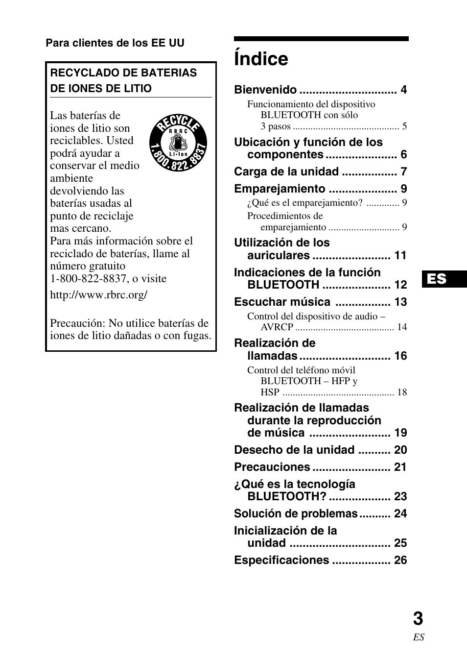 Índice | Sony DR-BT30Q User Manual | Page 29 / 56