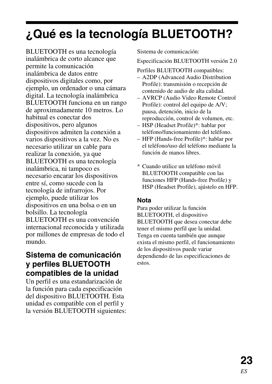 Qué es la tecnología bluetooth, Qué es la tecnología, Bluetooth | Sony DR-BT30Q User Manual | Page 49 / 56