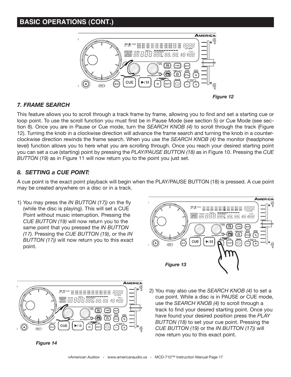 Basic operations (cont.) | American Audio MCD-710 User Manual | Page 17 / 33