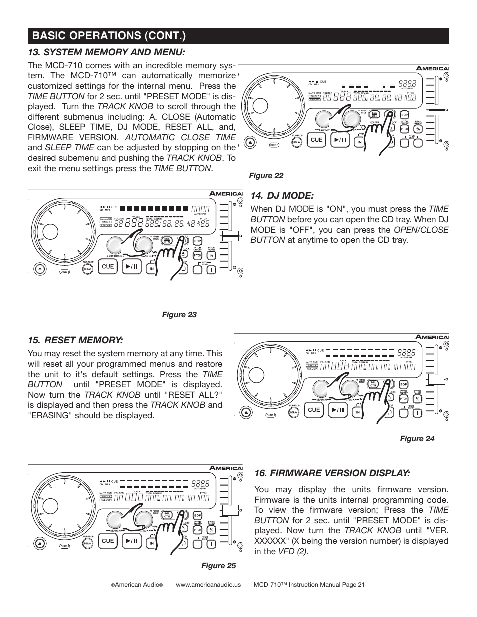 Basic operations (cont.) | American Audio MCD-710 User Manual | Page 21 / 33