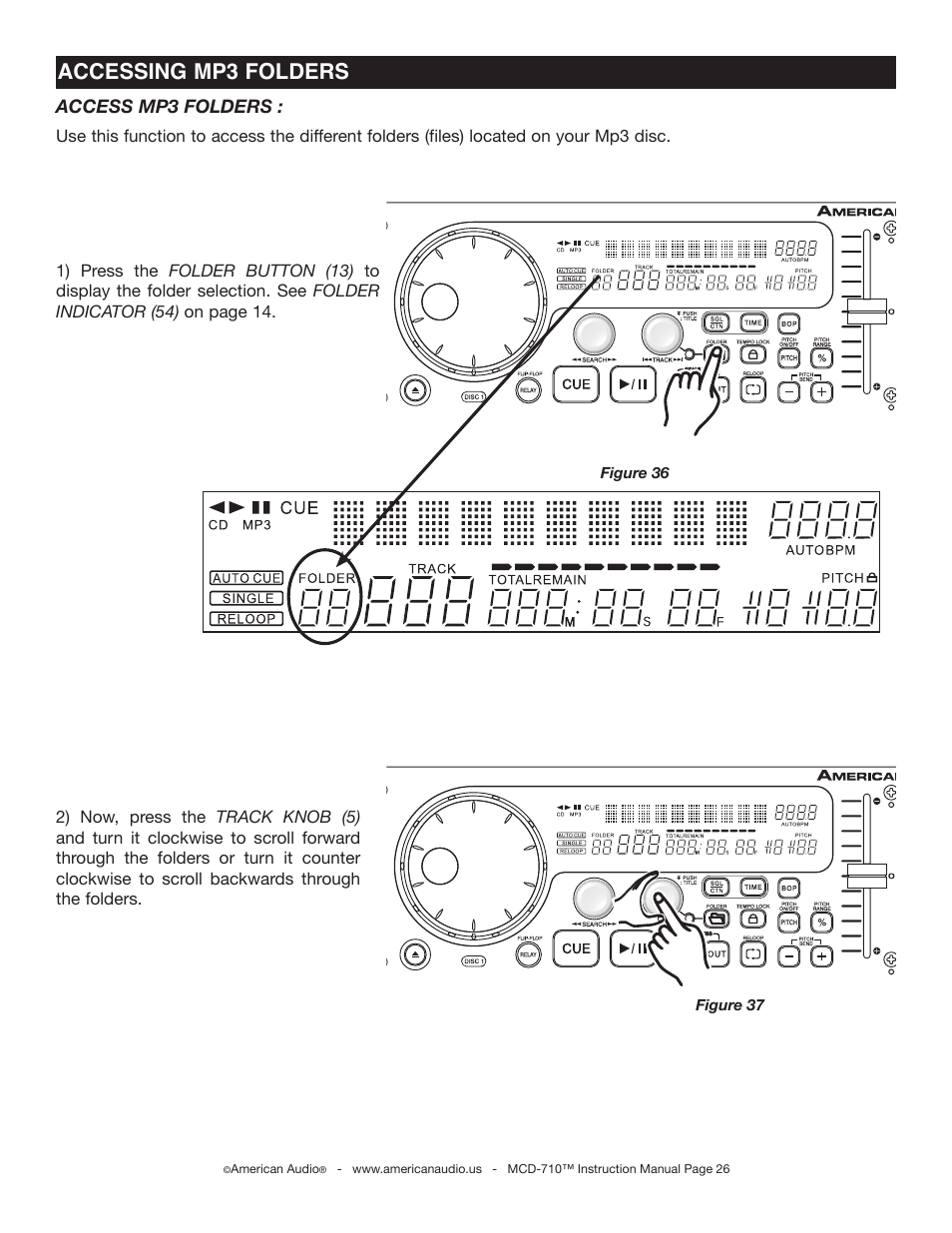 Accessing mp3 folders | American Audio MCD-710 User Manual | Page 26 / 33