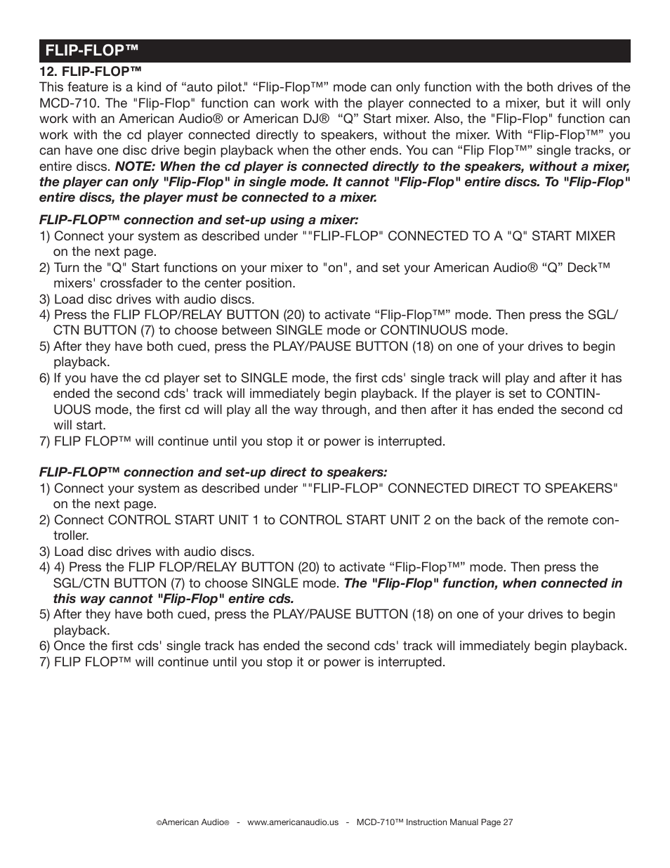 Flip-flop | American Audio MCD-710 User Manual | Page 27 / 33