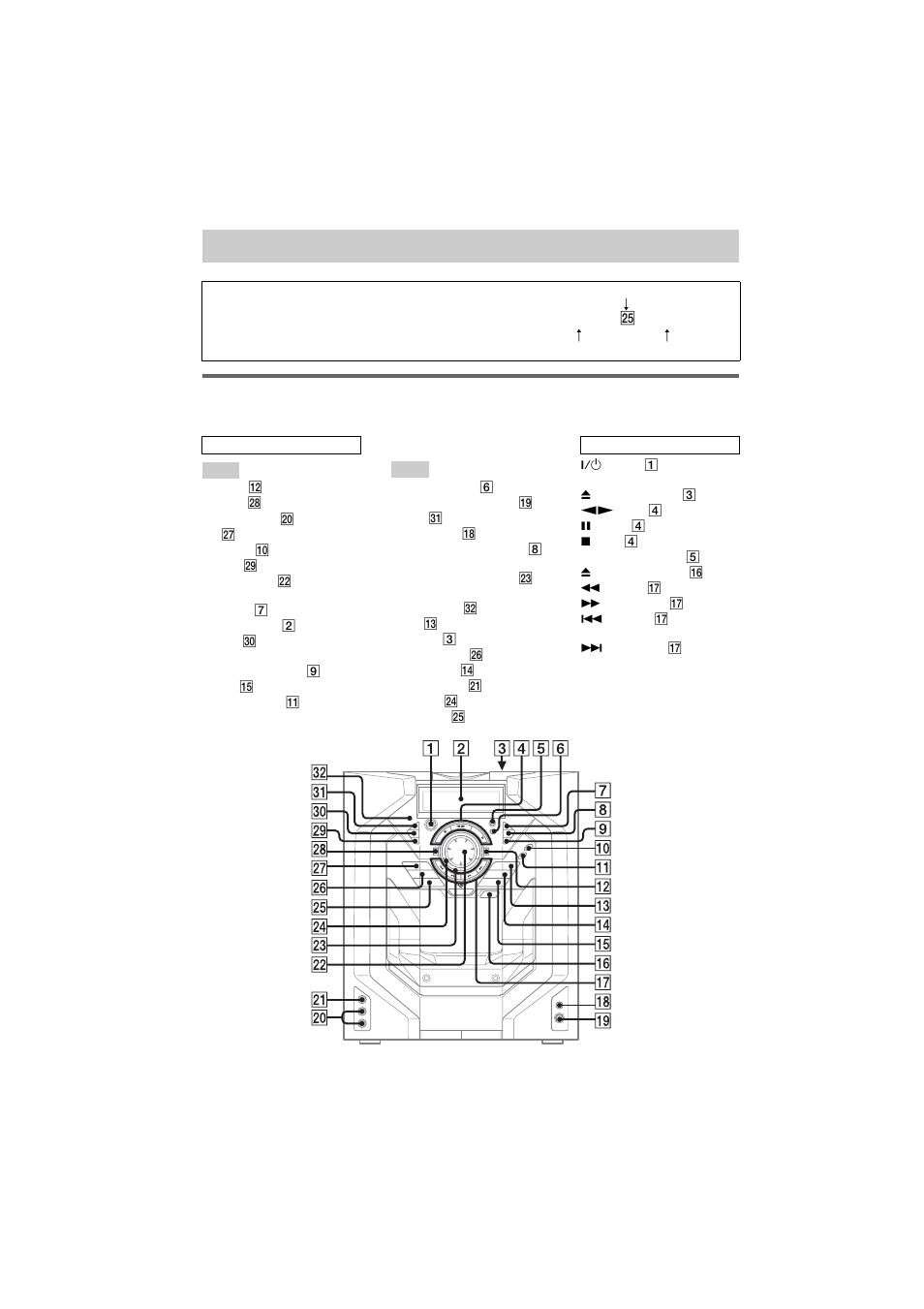 List of button locations and, List of button locations and reference pages | Sony HCD-GSX100W User Manual | Page 42 / 44