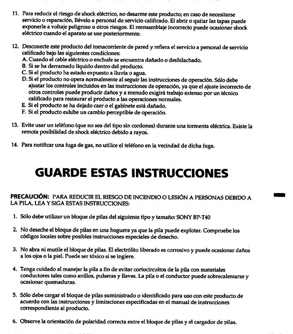 Guarde estas instrucciones | Sony SPP-1000 User Manual | Page 29 / 55