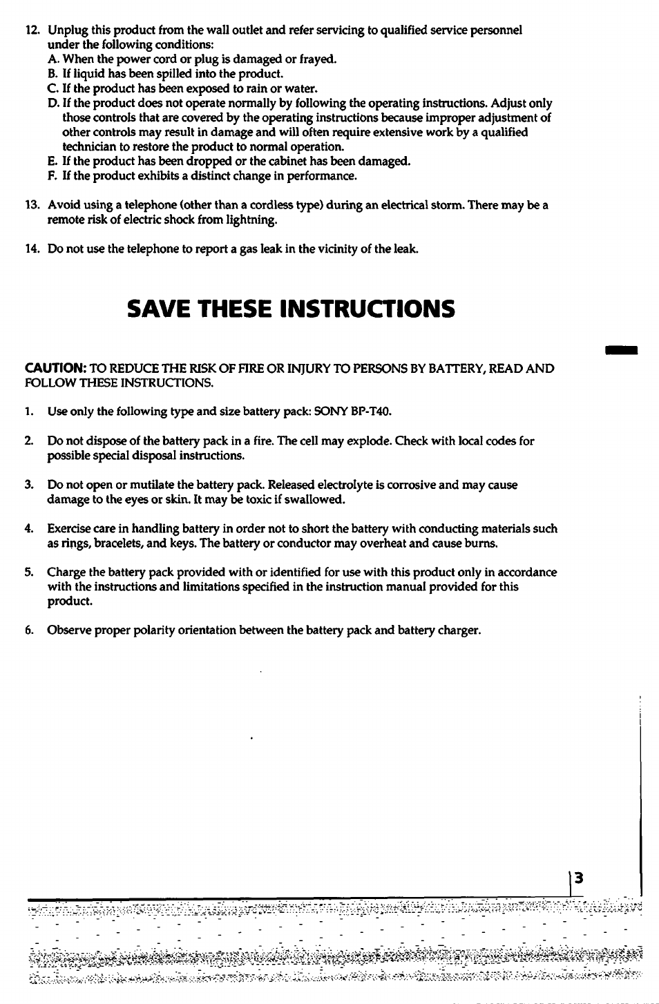 Save these instructions | Sony SPP-1000 User Manual | Page 3 / 55