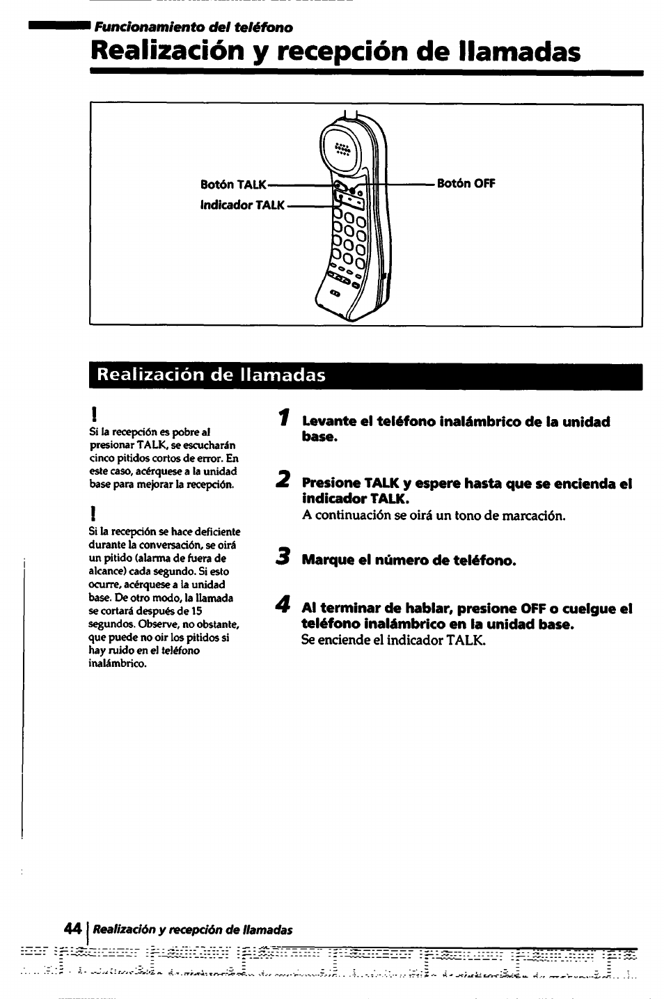 Y recepción de llamadas, Realización de llamadas, 3 marque el número de teléfono | Sony SPP-1000 User Manual | Page 44 / 55