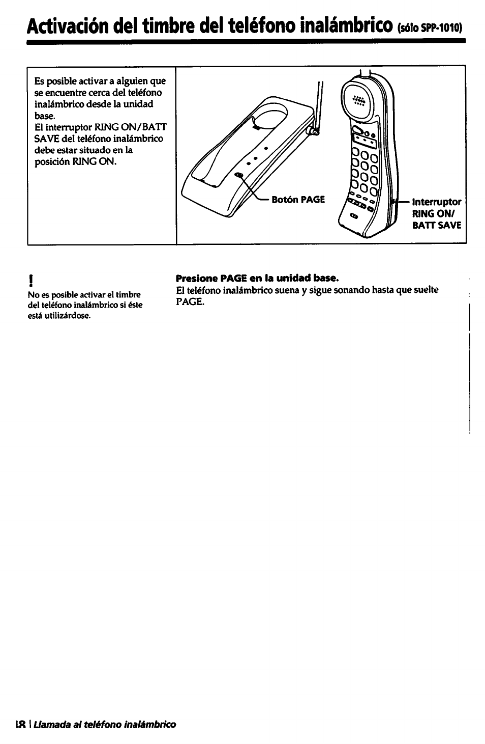 Activación del timbre del teléfono inalámbrico, Sóiostmoi | Sony SPP-1000 User Manual | Page 48 / 55