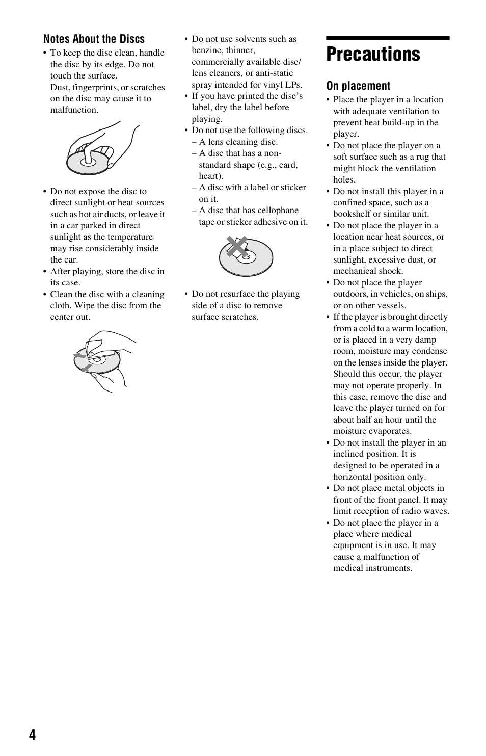 Precautions | Sony BDP-BX57 User Manual | Page 4 / 39