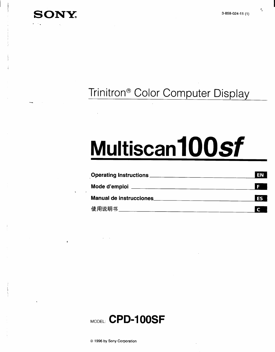 Sony CPD-100SF User Manual | 30 pages
