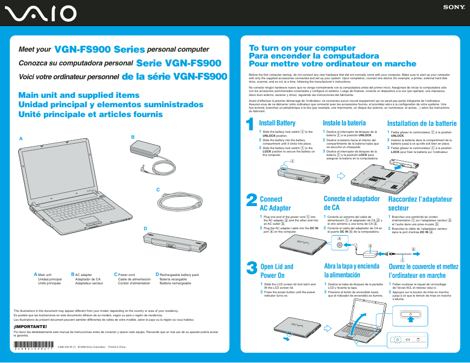 Sony VGN-FS970P User Manual | 2 pages