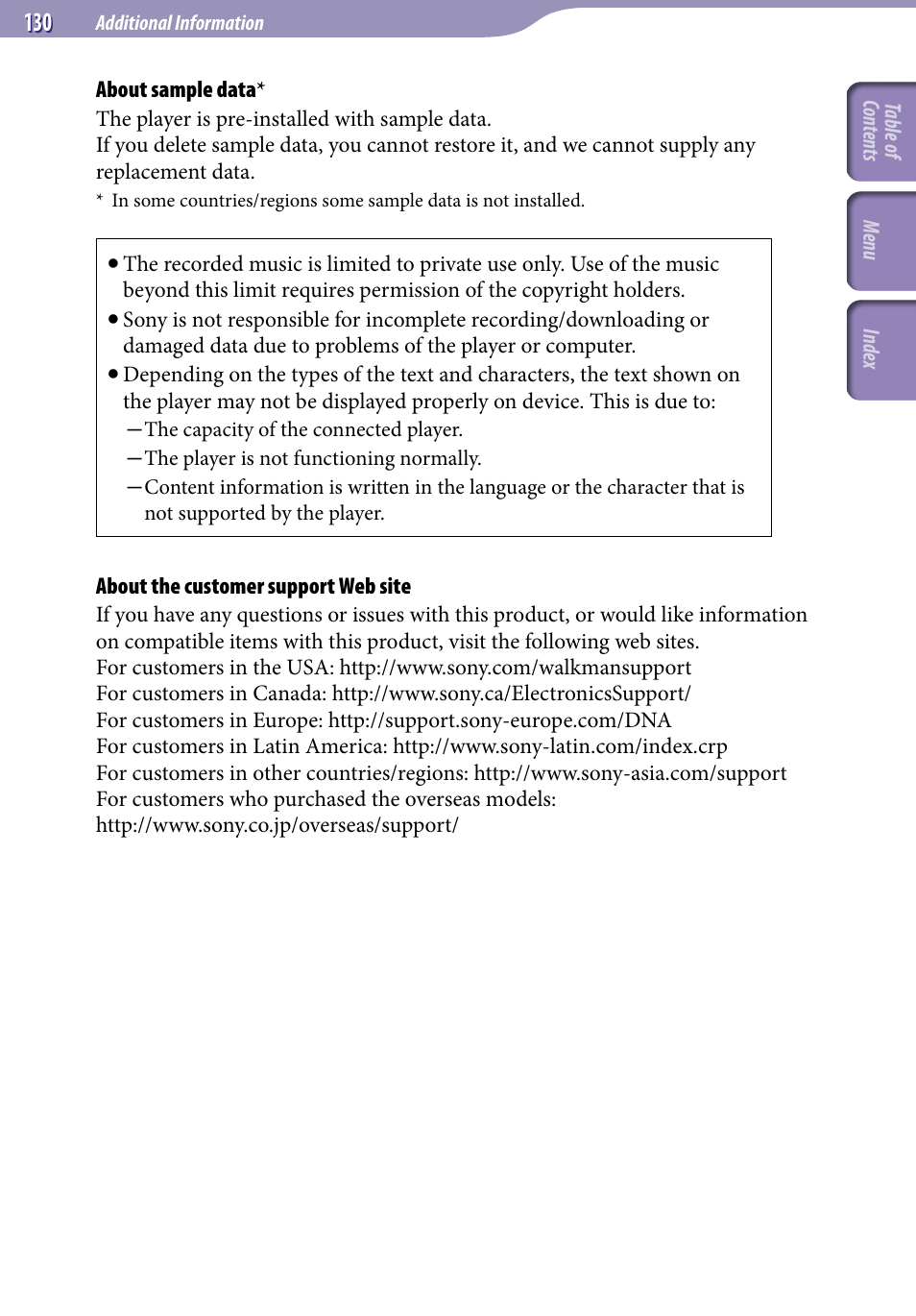 Sony NWZ-S716FSNC User Manual | Page 130 / 140