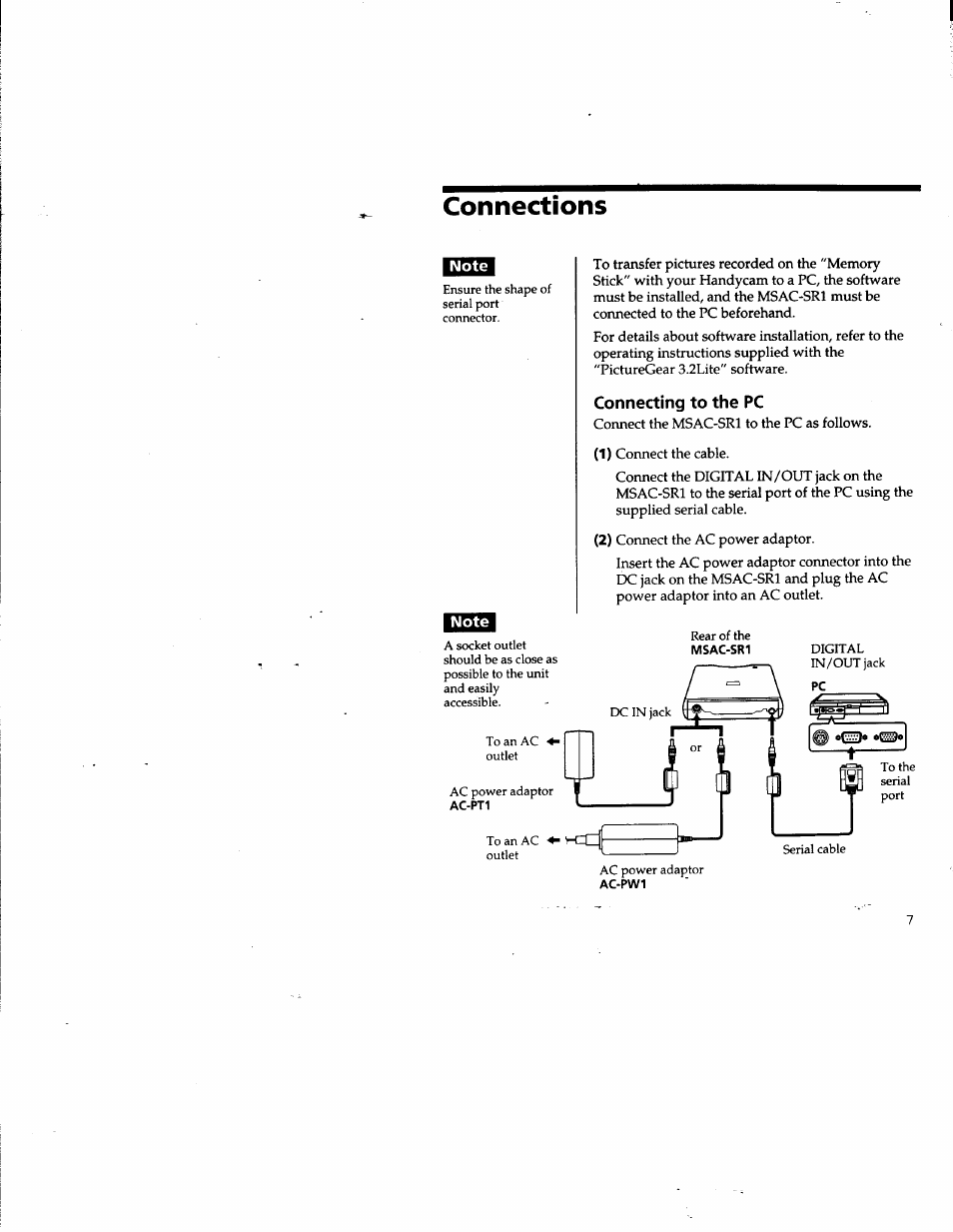 Connections | Sony DCR-PC100 User Manual | Page 7 / 11