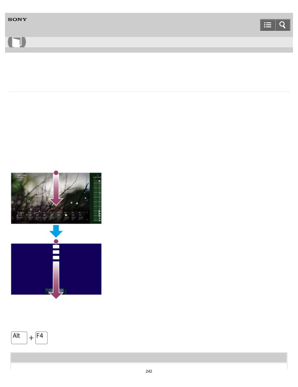 Closing apps, User guide | Sony SVF1432ACXW User Manual | Page 242 / 474