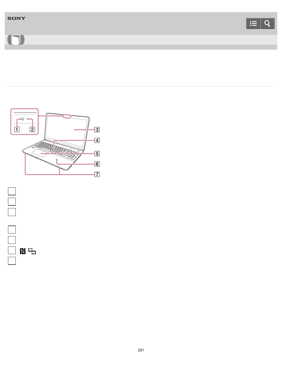 Parts and controls on the front, User guide | Sony SVF1432ACXW User Manual | Page 251 / 474