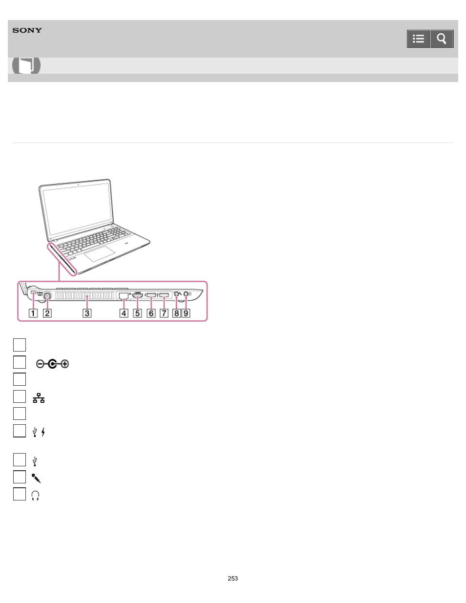 Parts and controls on the sides, User guide | Sony SVF1432ACXW User Manual | Page 253 / 474
