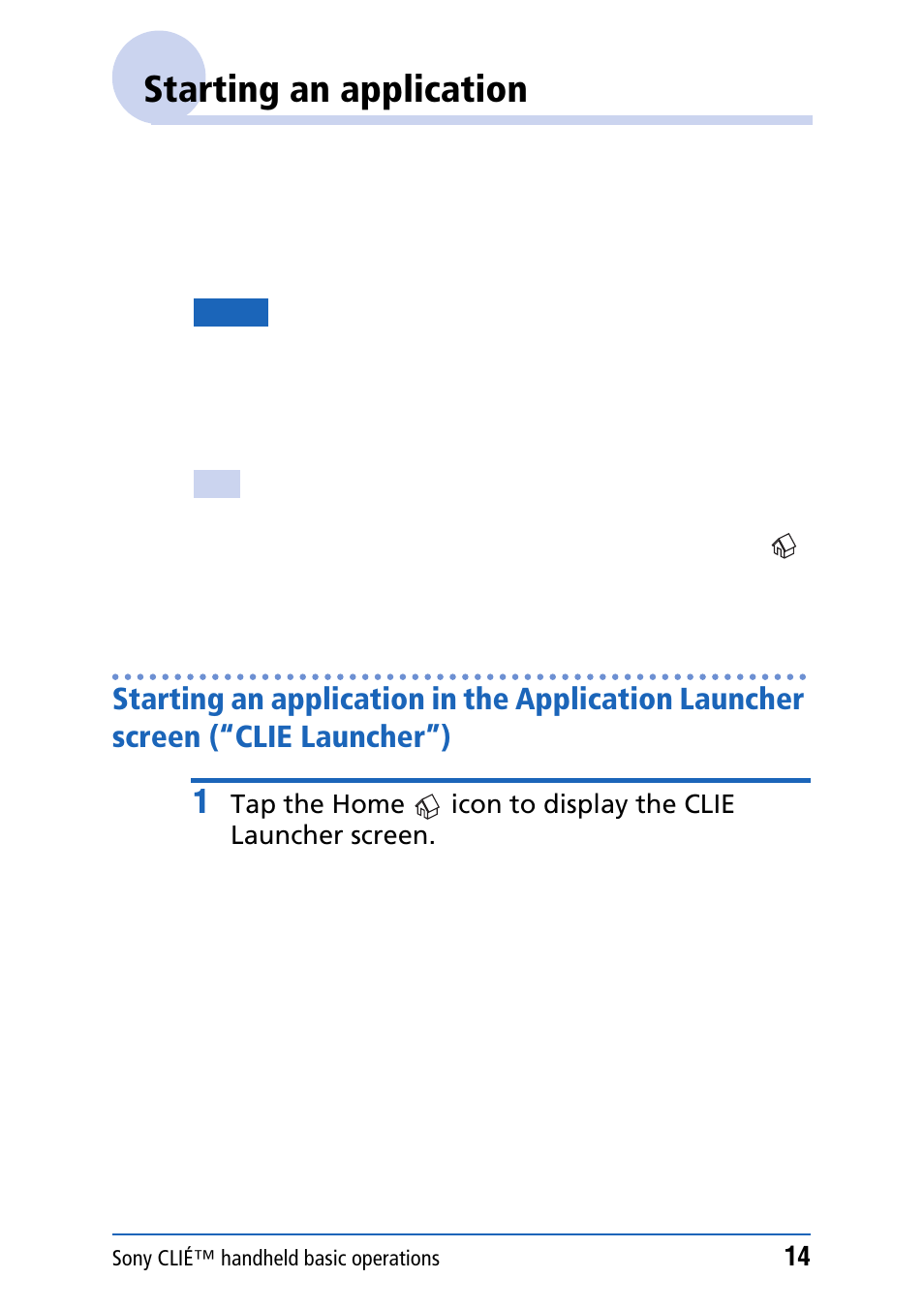 Starting an application | Sony PEG-NZ90 User Manual | Page 14 / 186