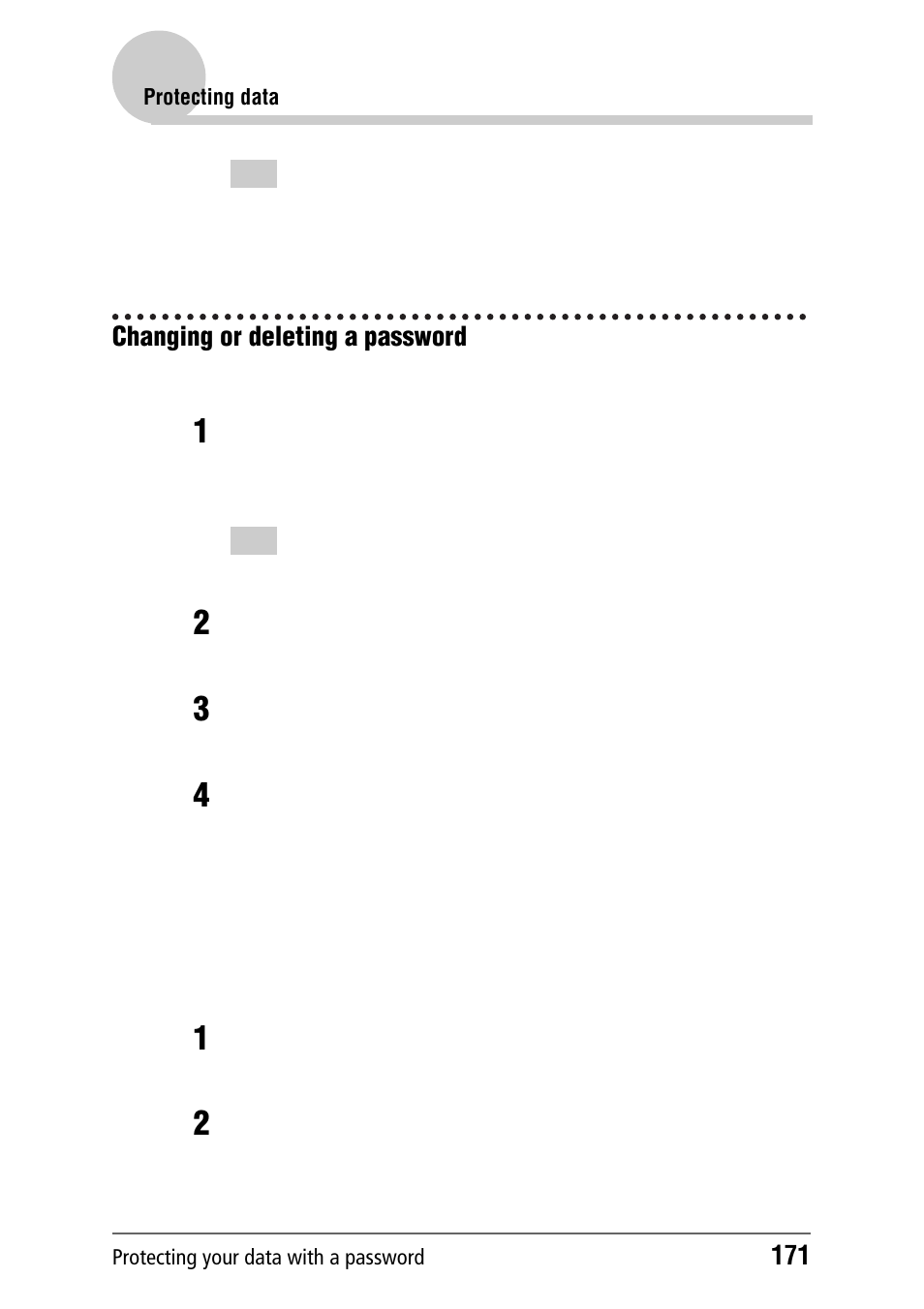 Changing or deleting a password | Sony PEG-NZ90 User Manual | Page 171 / 186