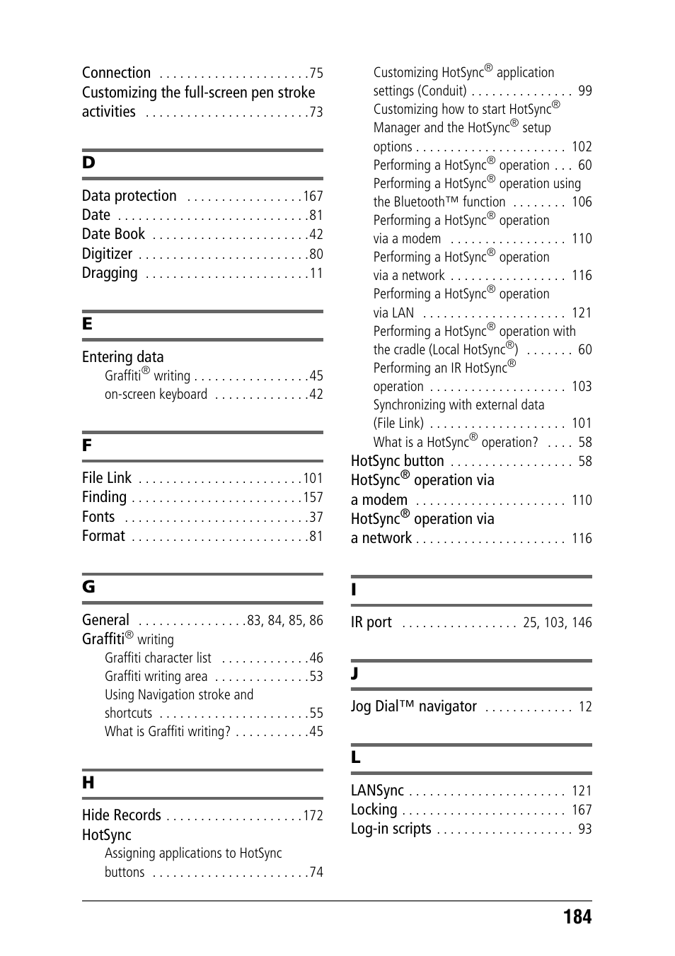 Sony PEG-NZ90 User Manual | Page 184 / 186