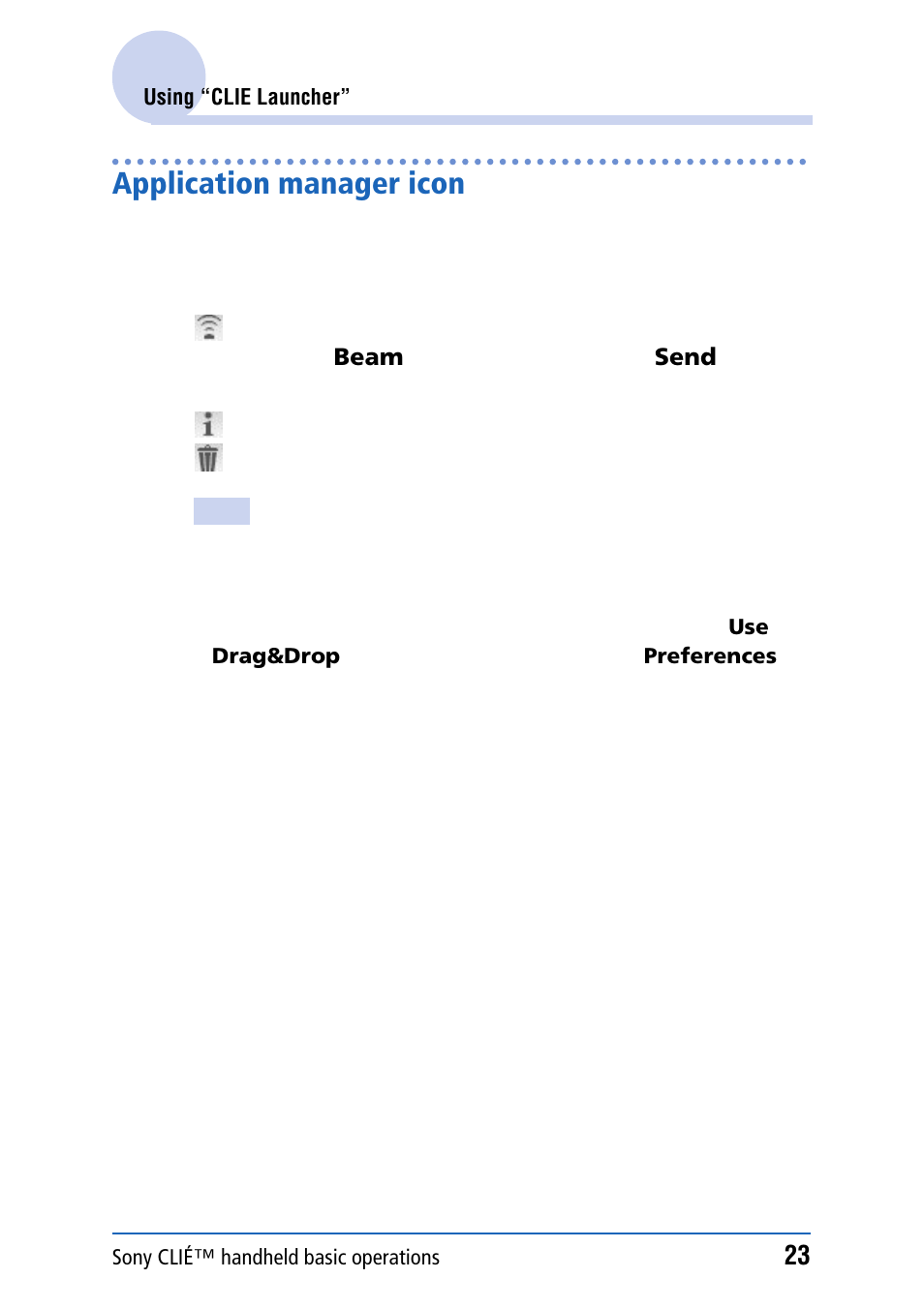 Application manager icon | Sony PEG-NZ90 User Manual | Page 23 / 186