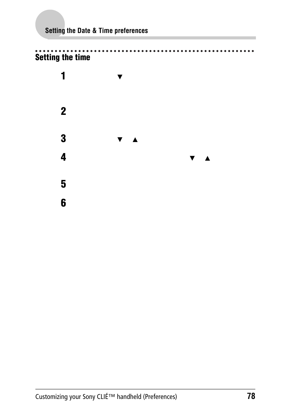 Setting the time | Sony PEG-NZ90 User Manual | Page 78 / 186