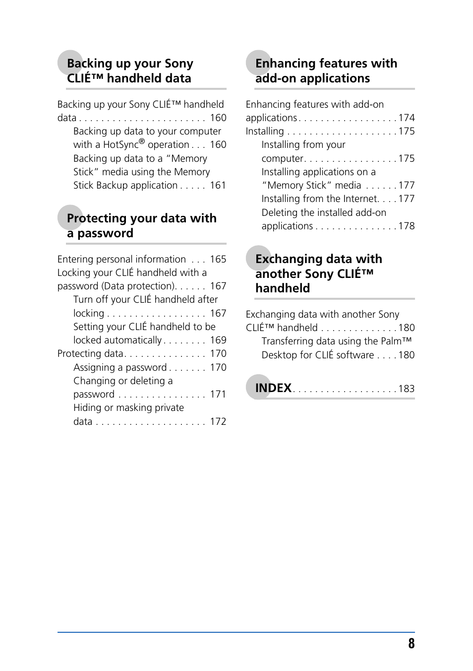 Sony PEG-NZ90 User Manual | Page 8 / 186