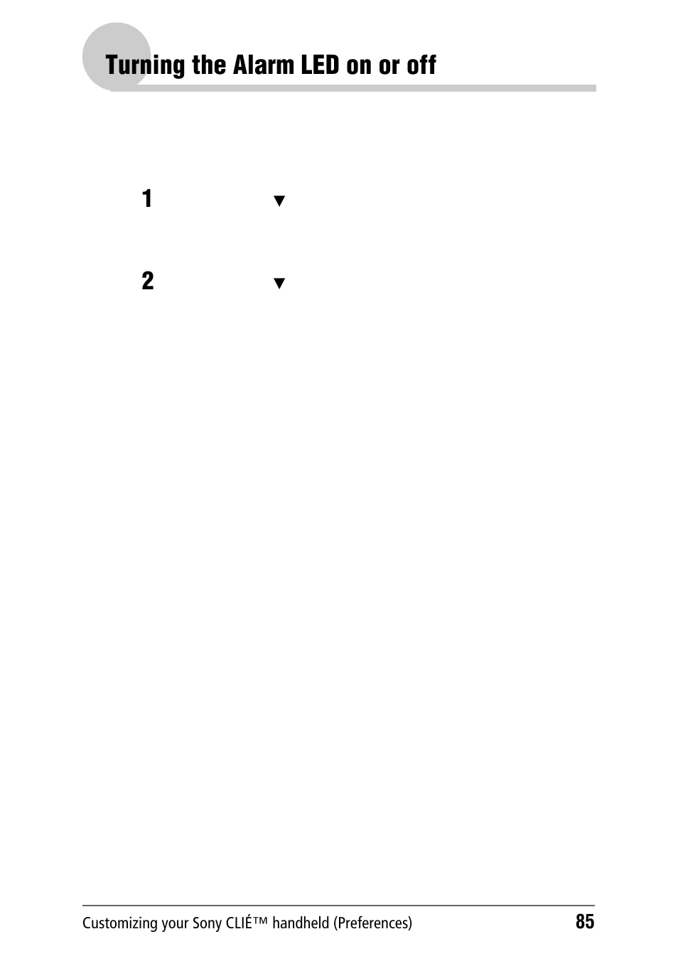 Turning the alarm led on or off | Sony PEG-NZ90 User Manual | Page 85 / 186