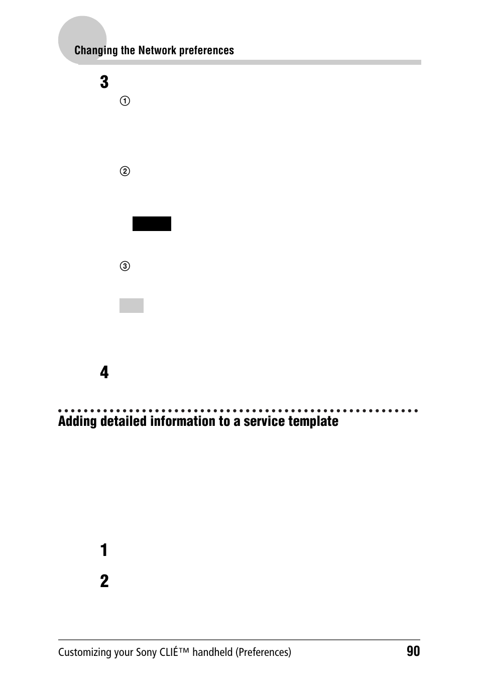 Adding detailed information to a service template | Sony PEG-NZ90 User Manual | Page 90 / 186