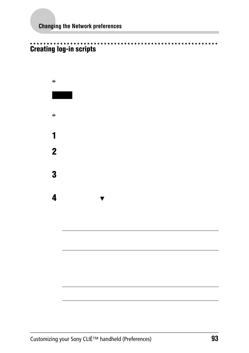 Creating log-in scripts | Sony PEG-NZ90 User Manual | Page 93 / 186