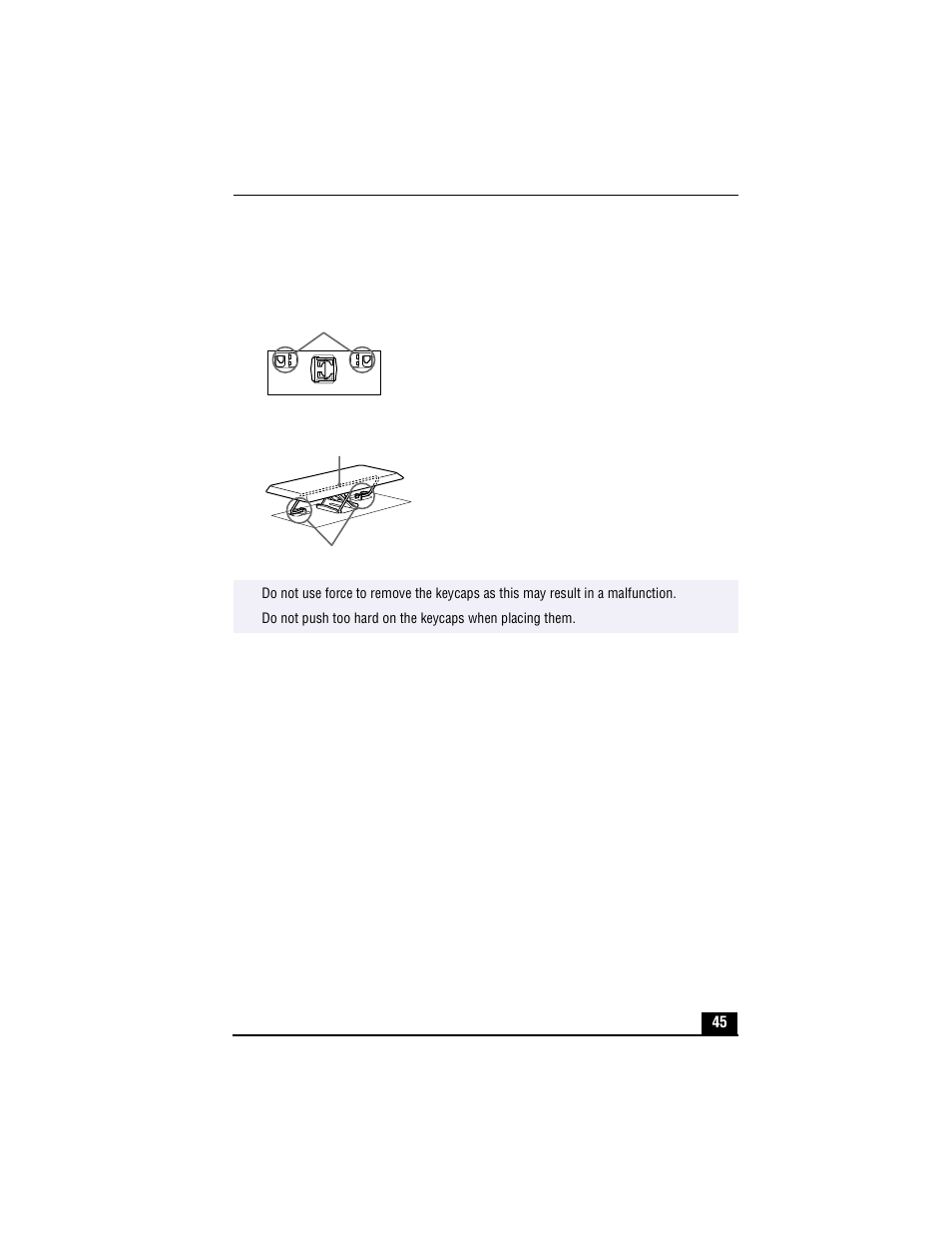 To replace the shift or space key, Back, Attaching the shift or space key | Sony PCG-XG700 User Manual | Page 45 / 154