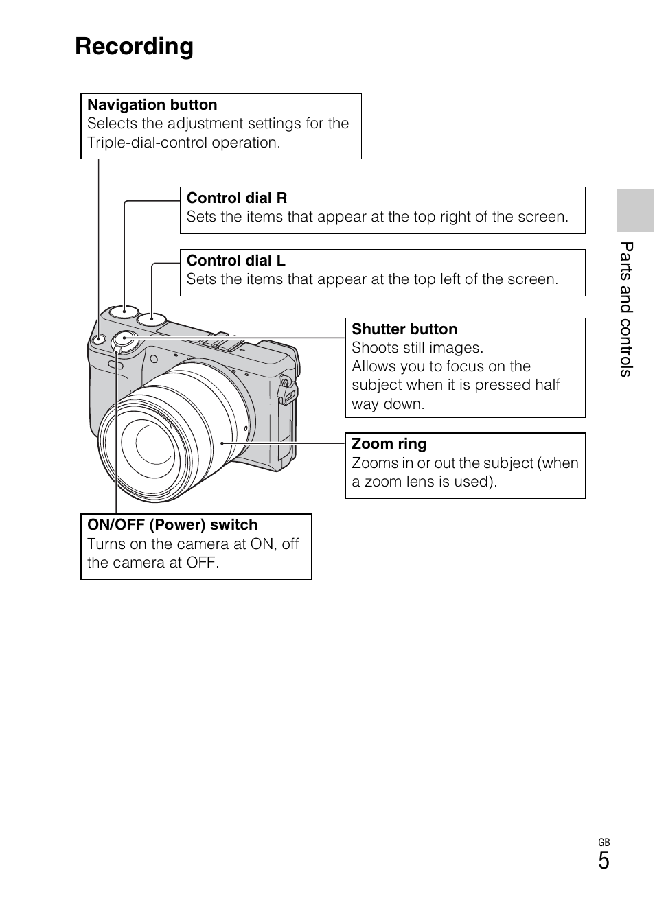 Recording, 5recording | Sony NEX-7 User Manual | Page 5 / 64