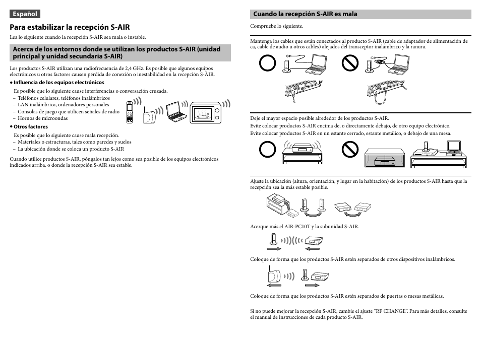 Para estabilizar la recepción s-air | Sony ALT-A33PC User Manual | Page 2 / 2