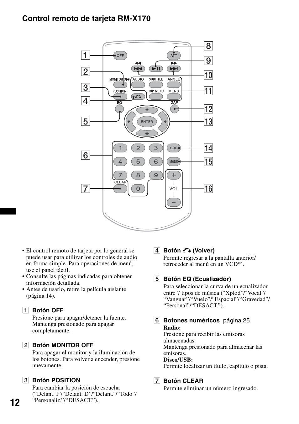 Control remoto de tarjeta rm-x170 | Sony XAV-60 User Manual | Page 130 / 180