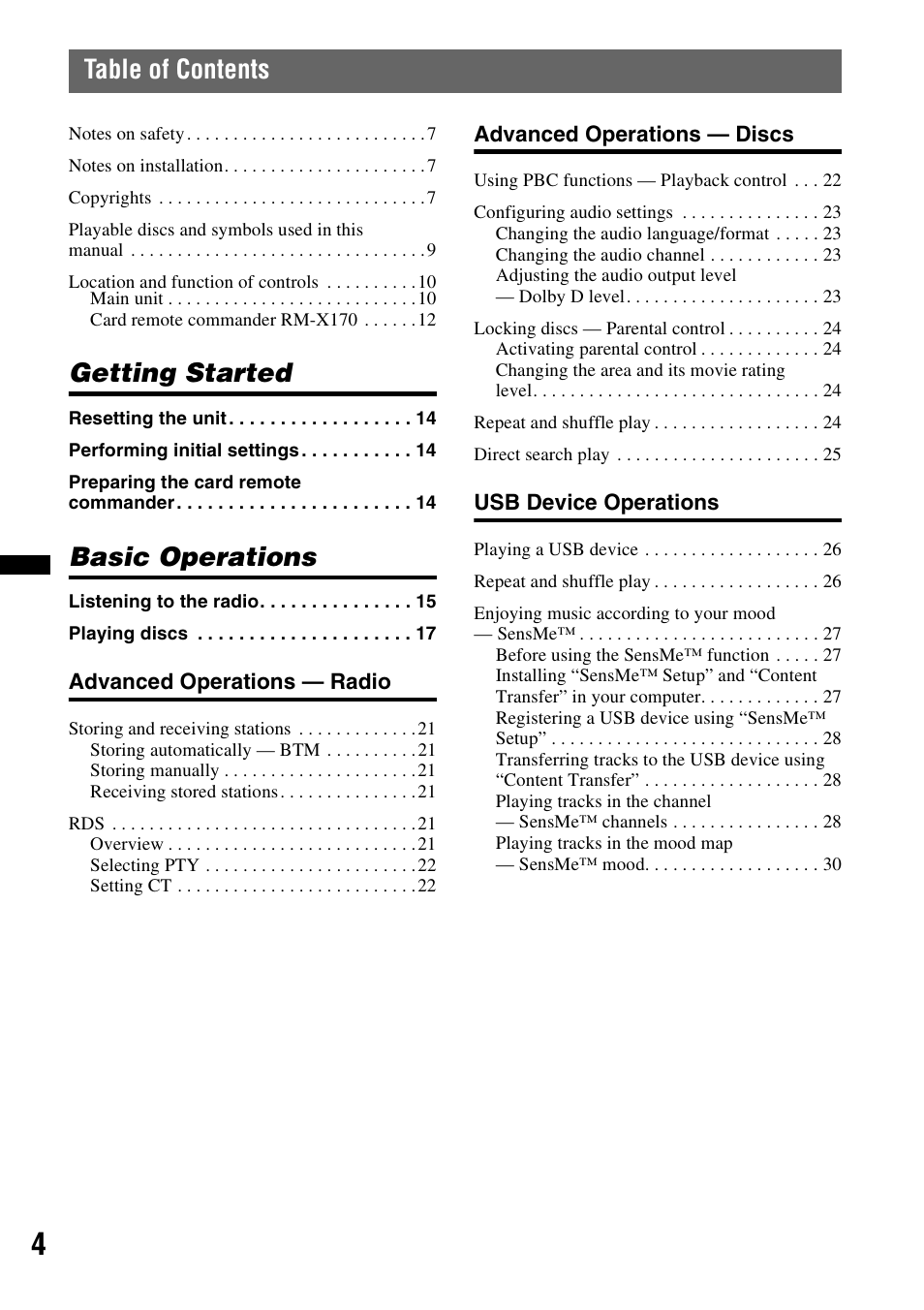 Sony XAV-60 User Manual | Page 4 / 180