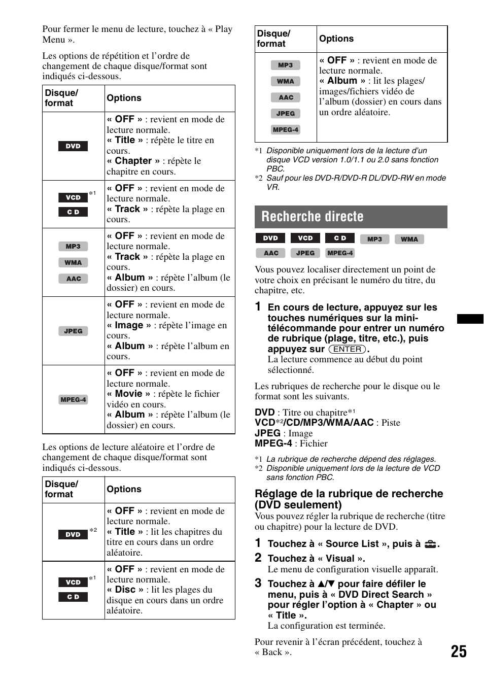 Recherche directe | Sony XAV-60 User Manual | Page 83 / 180