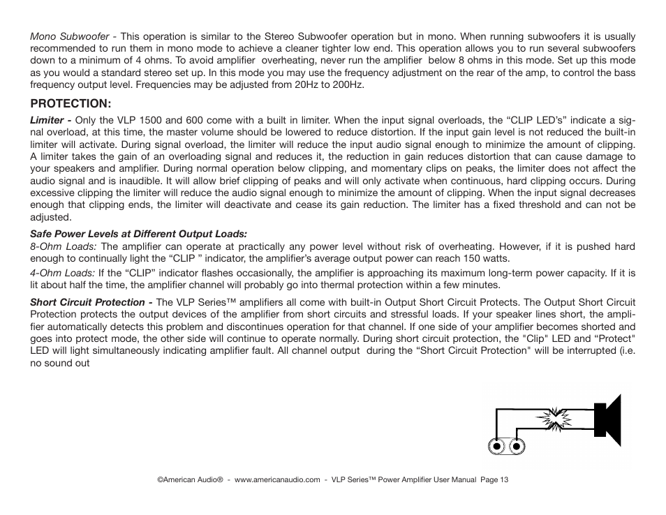 American Audio VLP Series User Manual | Page 13 / 18