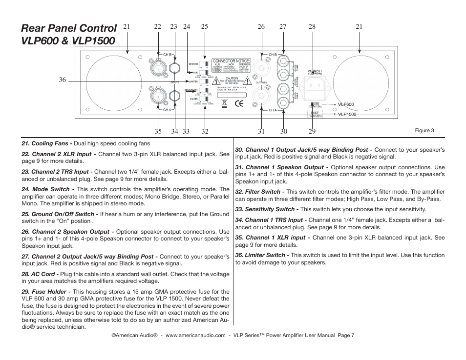 American Audio VLP Series User Manual | Page 7 / 18